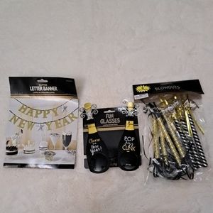 Party City NY Eve Bundle Black/Gold NWOT